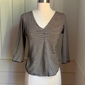 Cute striped black and white top with perfect low V-neck